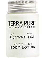 Terra Pure Travel Size Hotel Body Lotion 300 Count 1 oz Bottles Guest Amenities for Hotels Vacation Rentals and Short Term Rentals Paraben Free Green Tea Scent Infused with Aloe and Olive Oil
