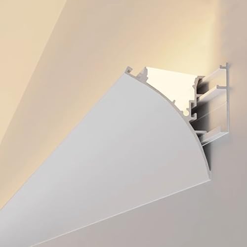 LED Wall Indirect Lighting Channel - Aluminum Trim Profile for Home Decor, Skirting Board Cover, 6m/19.7ft LED Diffuser, Surface Mount Accent Light