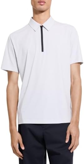 Theory Men's Ryder Quarterzip Polo in Relay Jersey, Vapor, XL