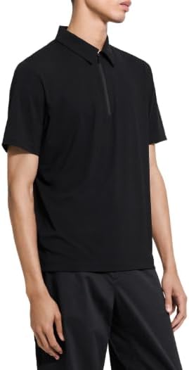 Theory Men's Ryder Quarterzip Polo in Relay Jersey, Black, XL