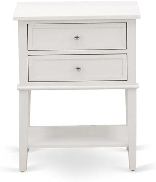 East West Furniture NL19Q-2VL0C 3 Piece Queen Size Bedroom Set - Button Tufted Bed - Linen white Velvet Fabric Upholstered Headboard and a Wire Brushed Butter Cream Finish Nightstand