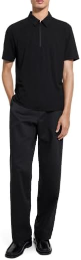 Theory Men's Ryder Quarterzip Polo in Relay Jersey, Black, M