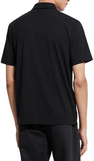 Theory Men's Ryder Quarterzip Polo in Relay Jersey, Black, XL