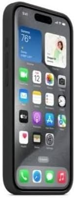 Apple iPhone 15 Pro Max Silicone Case with MagSafe: Lightweight Phone Case, Wireless Charging Compatible, Smooth Matte Finish; Black