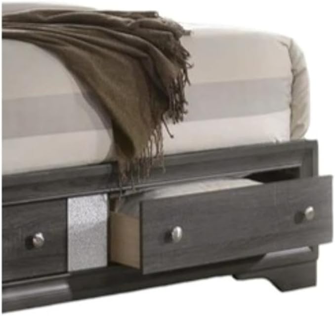 Matrix Traditional Style Queen 5 PC Storage Bedroom Set in Gray Made with Wood