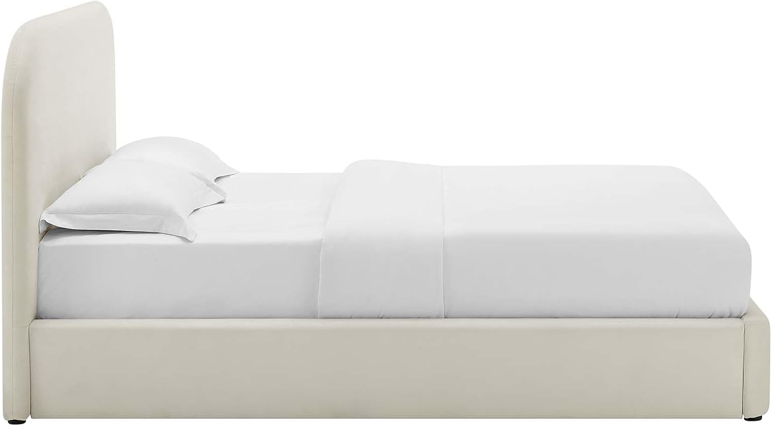 Modway Keynote Modern Full Bed Frame with Curve Shaped Headboard in Alabaster, Upholstered in Performance Velvet, Full Size Platform Bed, Soft Cloud Bed Frameain-Resistant Velvet Full Bed