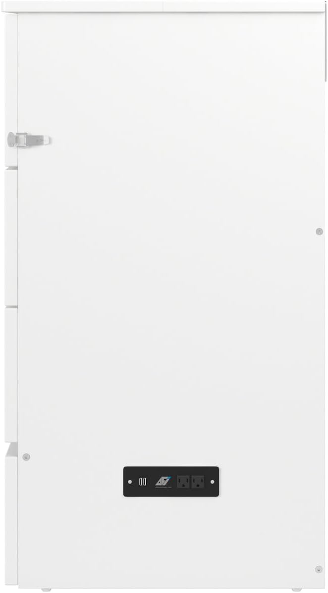 AFI, Northfield Murphy Bed Chest Full with 6' Mattress, Storage Drawer & Built-in USB Charger, White