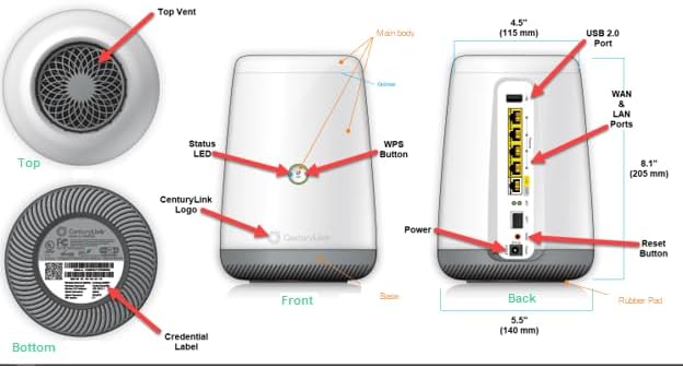 C4000LZ xDSL Gigabit 802.11a/b/g/n/ac WiFi Modem Router Compatible with Centurylink