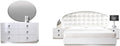Best Master France 5-Piece Faux Leather Queen Bedroom Set in White Lacquer