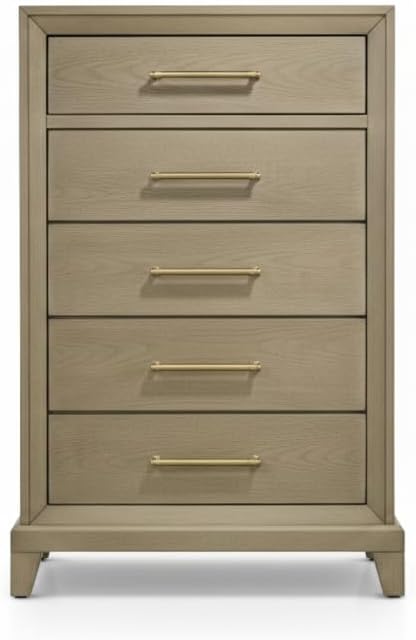 First of a Kind Dove Contemporary 5 Piece King Bedroom Set with Upholstered Headboard Clean Modern Design Coordinated Furniture Collection