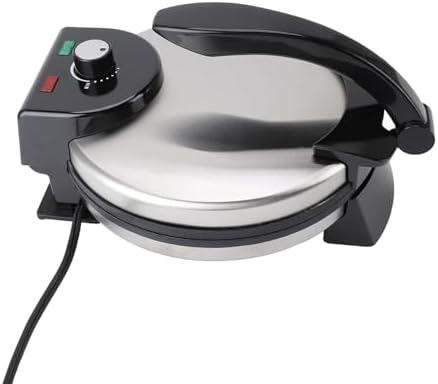 AUNMAS 10Inch Electric Tortilla Maker, Non Stick Chapati Machine with Knob Temperature Control, Stainless Steel Cover for Cooking, 1100W