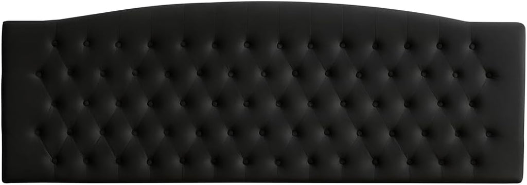 24KF Upholstered Tufted Button Velvet Wall Mounted Headboard,Comfortable Fashional Headboard King/CA King Size, 6058-K-Black
