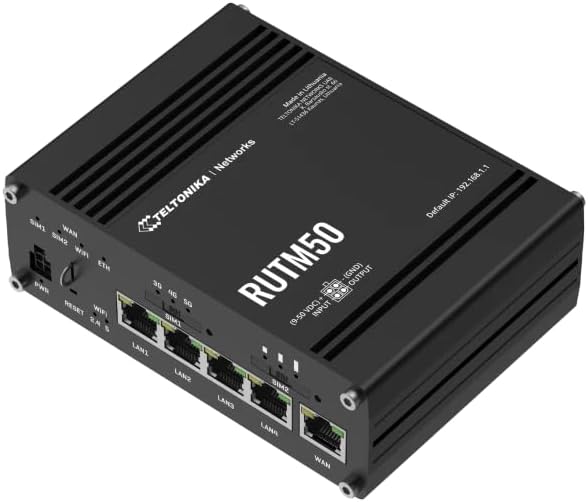 Teltonika RUTM50 5G Router with Wi-Fi | 802.11ac/abgn | 3.4 Gbps | 5G SA/NSA | RUTM50000000 | North America