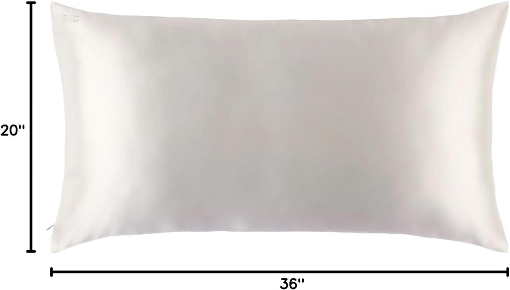 slip King Pure Silk Pillow Case - 100% Pure 22 Momme Mulberry Silk - King Size Standard Pillow Case -Anti-BedHead, Anti-Sleep Crease, White (20' x 36')