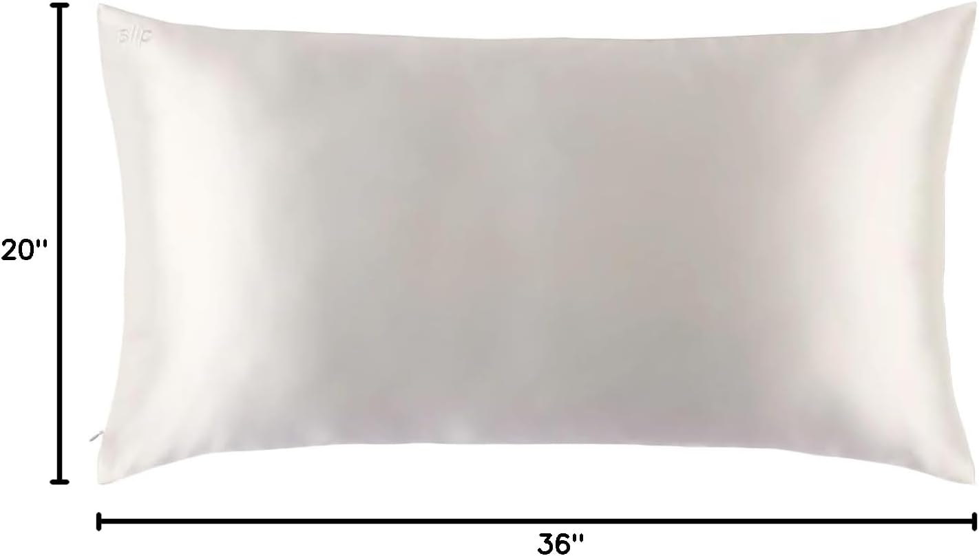 slip King Pure Silk Pillow Case - 100% Pure 22 Momme Mulberry Silk - King Size Standard Pillow Case -Anti-BedHead, Anti-Sleep Crease, White (20' x 36')