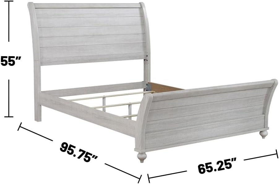 Coaster Home Furnishings Stillwood Farmhouse 5-Piece Bedroom Set Queen Size Sleigh Bed Frame 55-inch Headboard Vintage Linen 223281Q-S5