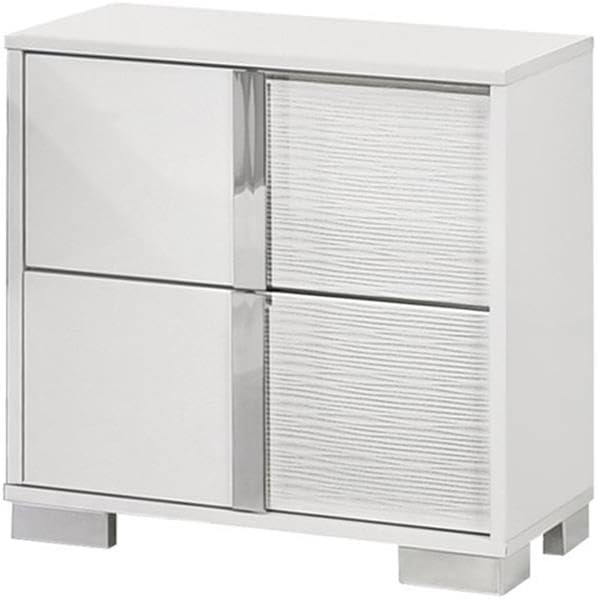 Best Quality Furniture White Wood Lacquer Platform Queen Size Bedroom Set with Blue LED Lighting