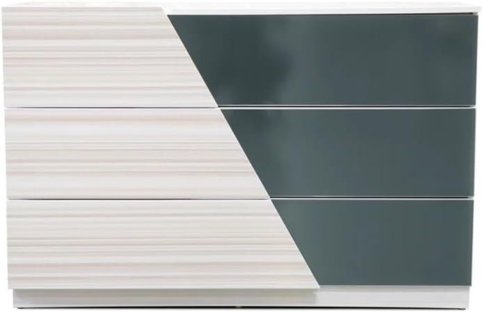 Modern 5-Piece Queen Size Bedroom Set, LED Lighting, High Gloss Lacquer Finish Wooden Bedroom Set, Zebra Gray