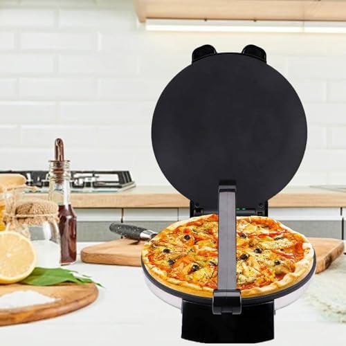 AUNMAS 10Inch Electric Tortilla Maker, Non Stick Chapati Machine with Knob Temperature Control, Stainless Steel Cover for Cooking, 1100W