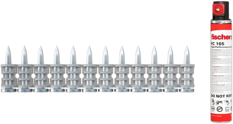 fischer - 17 mm Shooting Nails with Gas Included, for Electric Nail Nailer FGC 100, Suitable for Concrete (< C 30/37), Solid Brick and Masonry, 1,008 pcs, Grey