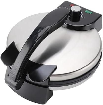 AUNMAS 10Inch Electric Tortilla Maker, Non Stick Chapati Machine with Knob Temperature Control, Stainless Steel Cover for Cooking, 1100W