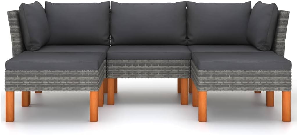 5 Piece Patio Lounge Set with Cushions Poly Rattan Grayqueen Bed Frame with headboard Queen Size Bed Frame King Size Bed Frame King Platform Bed Frame Metal Bed Frame Queen Size