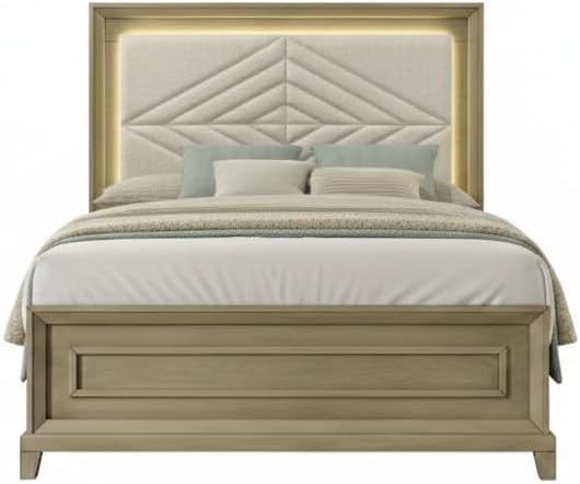 First of a Kind Dove Contemporary 5 Piece King Bedroom Set with Upholstered Headboard Clean Modern Design Coordinated Furniture Collection