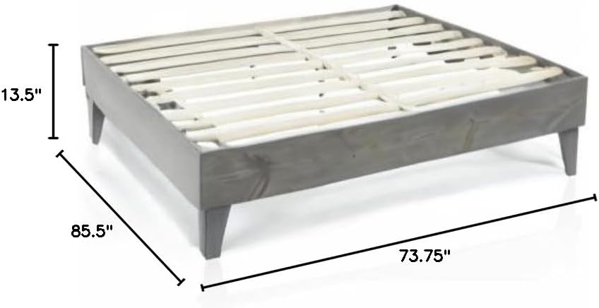 CARDINAL & CREST Wood Bed Frame - Made with 100% New Zealand Pine - Solid Mattress Platform Foundation Pressed Pine Slats - Easy Assembly - California King - Grey Barn Wood