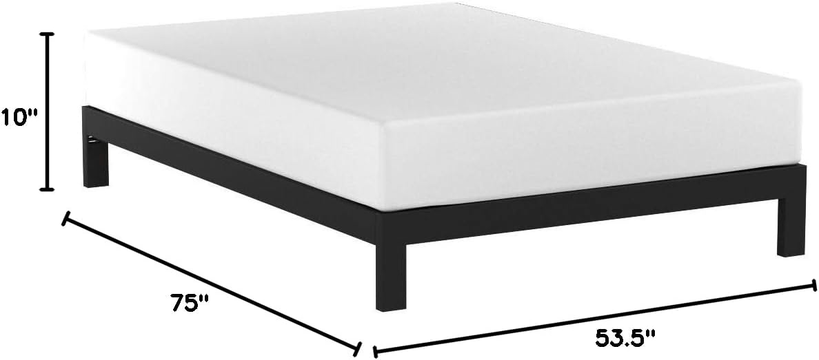 Mellow 10 inch Heavy Duty Metal Platform Bed/Wooden Slat Support/Mattress Foundation(No Box Spring Needed), Full, Black