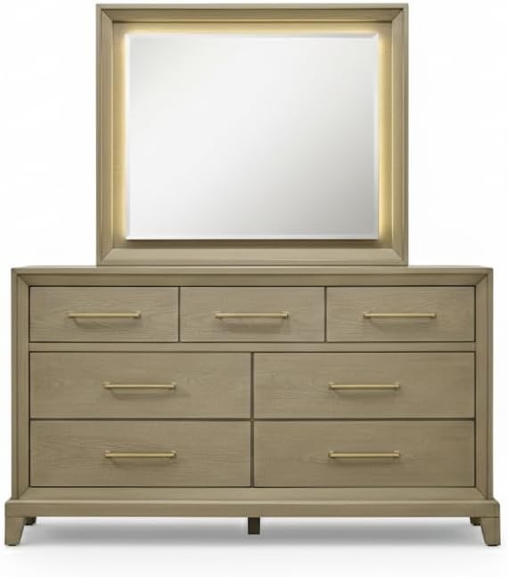 First of a Kind Dove Contemporary 5 Piece King Bedroom Set with Upholstered Headboard Clean Modern Design Coordinated Furniture Collection