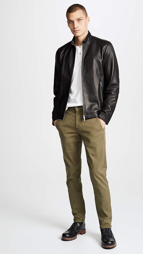 Theory Men's Morvek L.kelleher Leather Outerwear Jackets, Black, Medium US