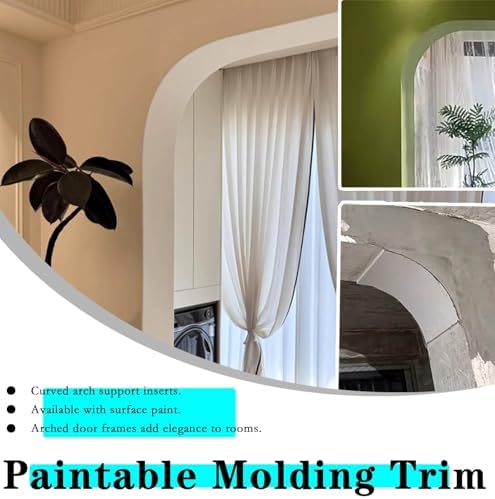 Elegant Arched Doorway Trim Kit, Precurved Gypsum Wall Molding & Corner Arch Decor for Interior Doorways, Rounded Drywall Architrave (8.5x8.5x8.5 cm)