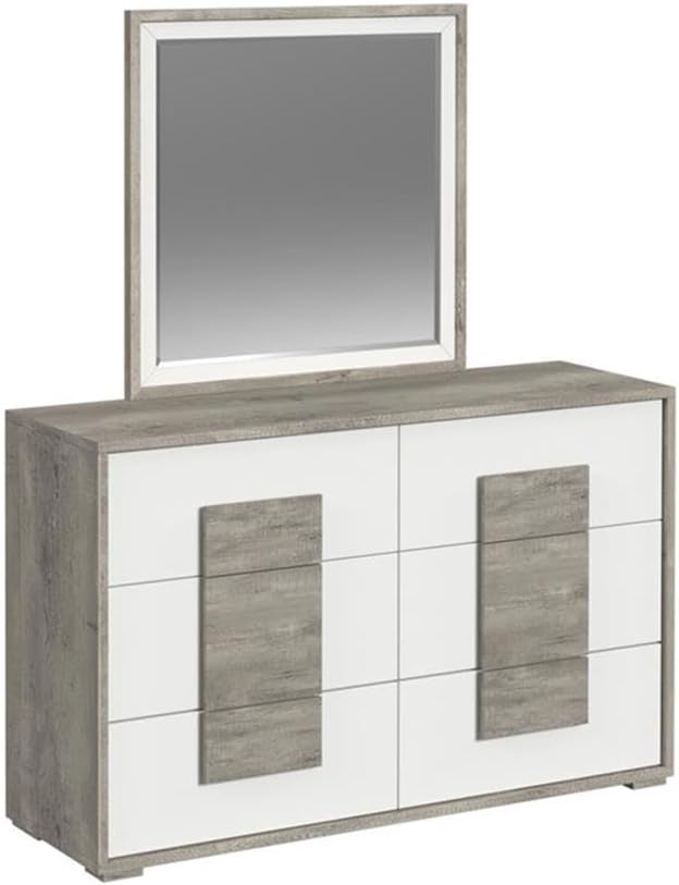 Pemberly Row Contemporary Wood Queen 5-Piece Bedroom Set, Dual Tone Finish, LED Headboard, USB Nightstand, Dovetail Drawers, Modern Design for Stylish and Functional Bedroom Decor