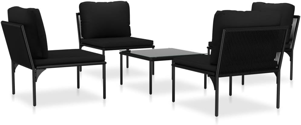 5 Piece Patio Lounge Set with Cushions Black PVCqueen Bed Frame with headboard Queen Size Bed Frame King Size Bed Frame King Platform Bed Frame Metal Bed Frame Queen Size
