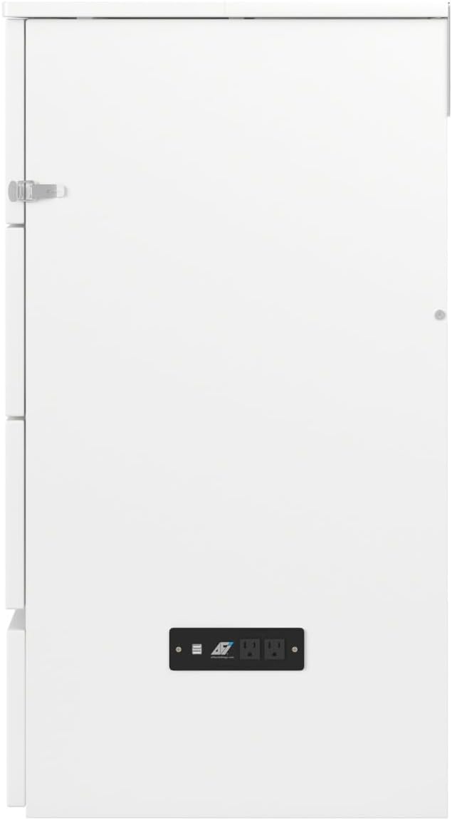 AFI Northfield Queen Size Murphy Bed Chest with Mattress, Storage, & Built-in Charger in White