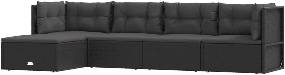 5 Piece Patio Lounge Set with Cushions Black Poly Rattanqueen Bed Frame with headboard Queen Size Bed Frame King Size Bed Frame King Platform Bed Frame Metal Bed Frame Queen Size