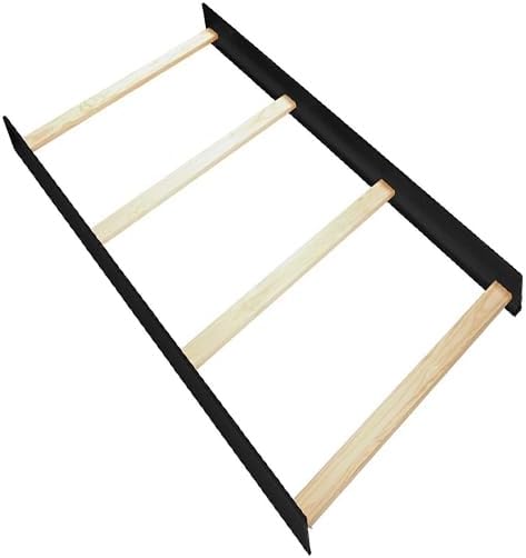 CC KITS Universal Wooden Bed Rails for Twin & Full-Size Beds – Includes Hook-On & Bolt-On Brackets with Support Slats – Solid Wood Construction – Replacement Bed Frame Rail (Black, Twin-Size)