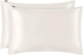 LILYSILK 2pc Silk Pillowcase Set Standard Luxury Both Sides Real 19 Momme Mulberry Charmeuse Ivory King