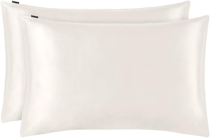LILYSILK 2pc Silk Pillowcase Set Standard Luxury Both Sides Real 19 Momme Mulberry Charmeuse Ivory King