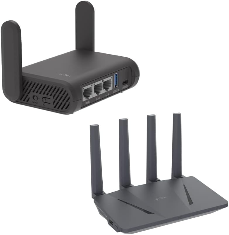 GL.iNet GL-A1300 (Slate Plus) Wireless VPN Encrypted Travel Router & GL-AX1800(Flint) WiFi 6 Router -Dual Band Gigabit Wireless Internet Router