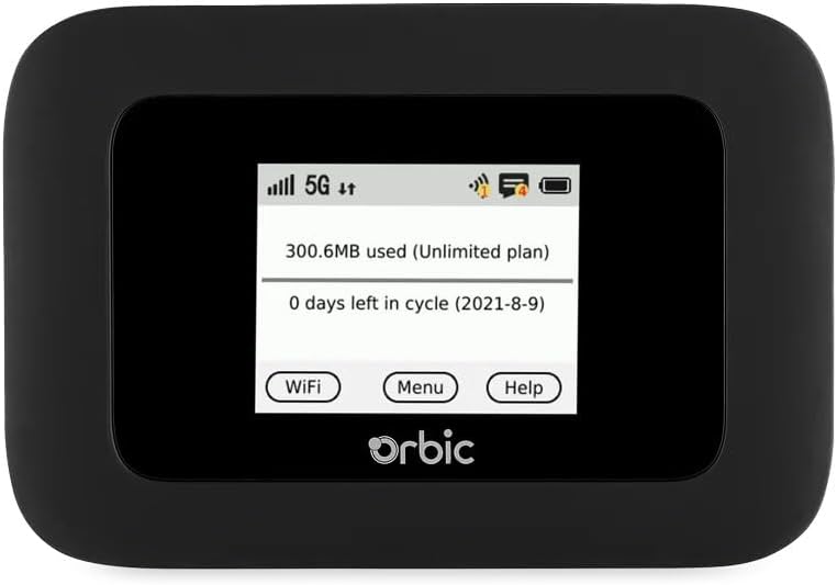 Orbic Speed 5G UW (R500L5) | Carrier Unlocked | 5G MiFi Mobile Hotspot Router | Black (Renewed)