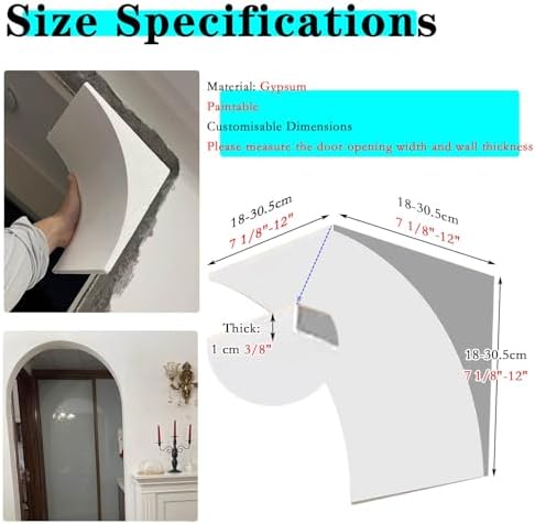 Elegant Arched Doorway Kit for Drywall, Curved Gypsum Trim & Molding, Precurved Wall Decor, 8.5x8.5x8.5 CM, Perfect for Interior Design and Home Renovation