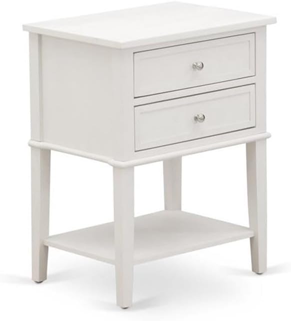 East West Furniture NL19Q-2VL0C 3 Piece Queen Size Bedroom Set - Button Tufted Bed - Linen white Velvet Fabric Upholstered Headboard and a Wire Brushed Butter Cream Finish Nightstand