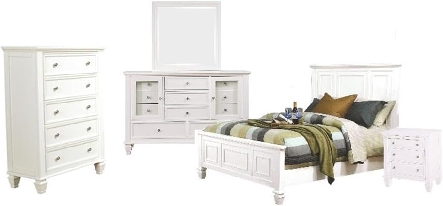Coaster Sandy Beach Eastern King Bed 5-Piece Set, Cream White