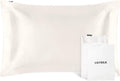 LILYSILK 100% Silk Pillowcase 1PC 25MM Pure Bed Pillowcase for Hair & Skin Oxford Envelope Double-Sides Charmeuse Silk,Ivory King 20x36 inches