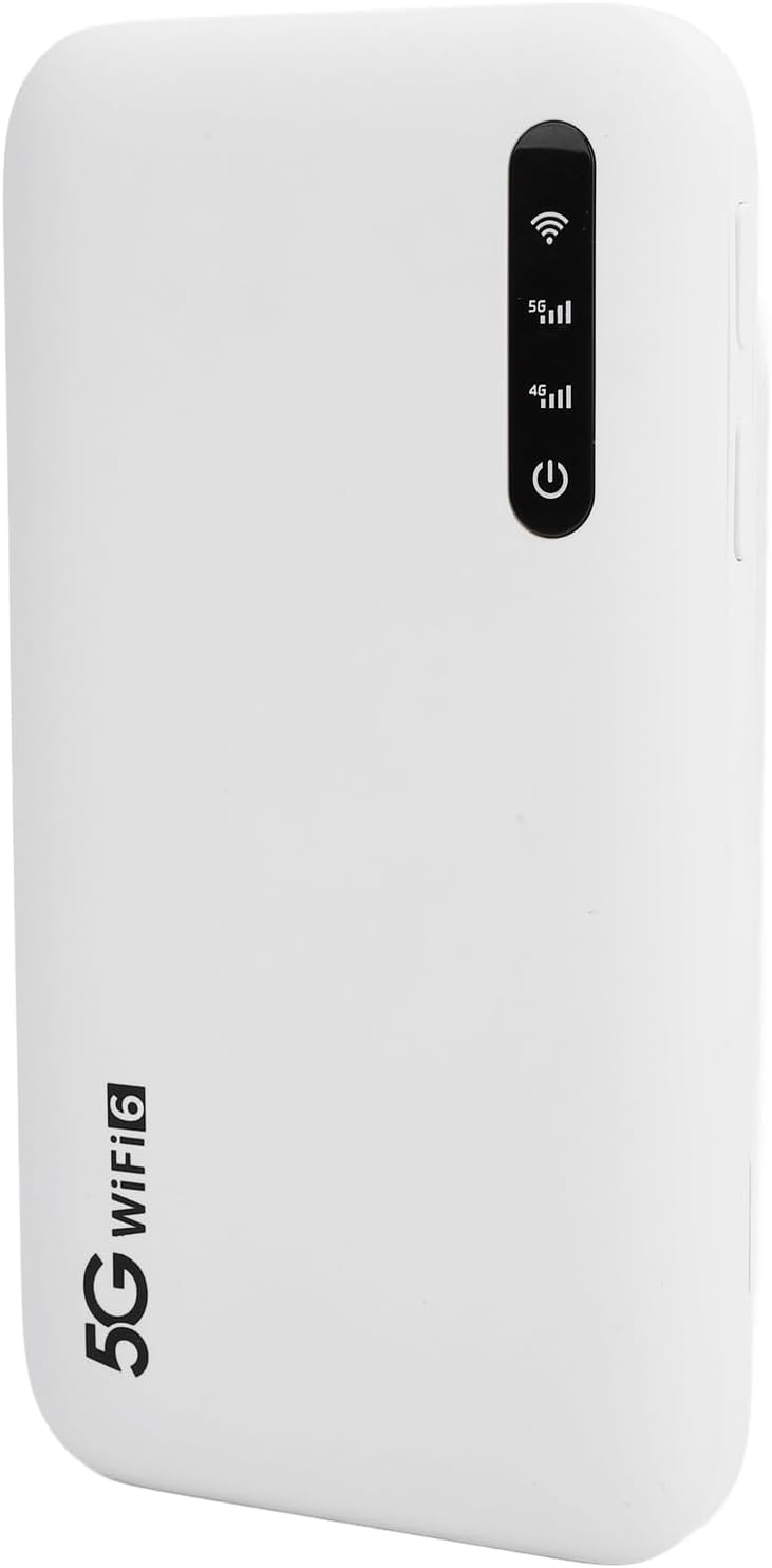 5G Wi Fi 6 Mobile Hotspot Router, 2.4/5.8GHz Band Portable Wi Fi Device, 5G Modem with SIM Cards Slot, Up to 16 Devices, IP67 Water, for Phone Tablet