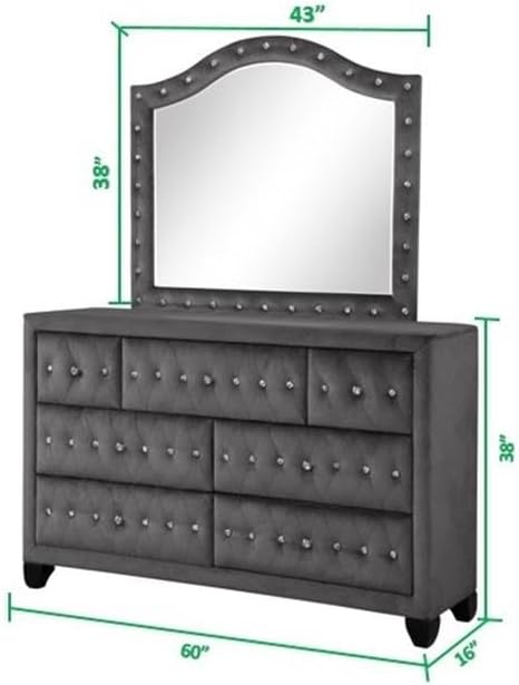 Sophia Queen 5 Pc Upholstery Bedroom Set Made with Wood in Gray