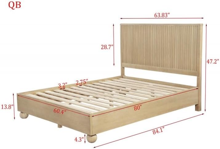5 Piece Modern Wooden Queen Size Bedroom Furniture Set, Fluted Panels Design, Rounded Legs, Light Oak Wood Bedroom Set