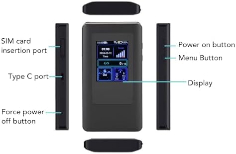 5G WiFi6 LTE Mobile Hotspot, 5G Router with Sim Card Slot, International Coverage Modem, Portable Internet Devices for Travel, 16 Users, for Android 11