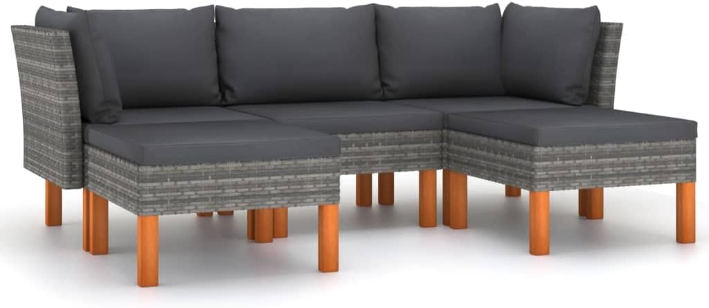 5 Piece Patio Lounge Set with Cushions Poly Rattan Grayqueen Bed Frame with headboard Queen Size Bed Frame King Size Bed Frame King Platform Bed Frame Metal Bed Frame Queen Size